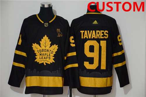 Men%27s Toronto Maple Leafs Custom Black Golden City Edition Stitched NHL Jersey